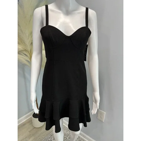 Clover & Sloane Black Fit & Flare Mini Dress Spaghetti Strap Women's Small NWT - Picture 4 of 12